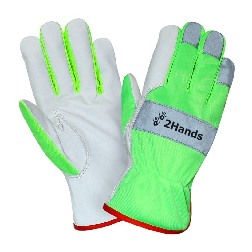 Перчатки 2HANDS 0129 кожаные повышенной видимости (HiViz)