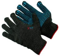перчатки ХБ с ПВХ 10 класс 4 нити черные